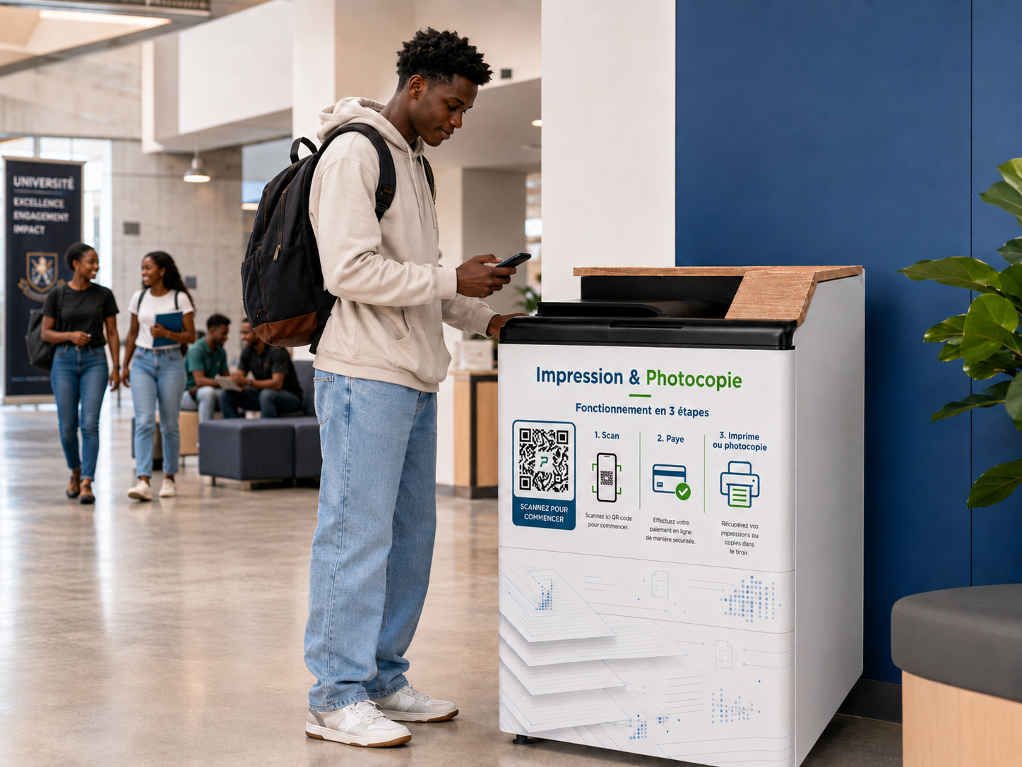 Étudiant utilisant Print Station